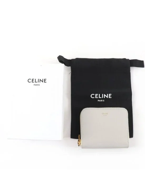 Celine Small Zip Wallet Essential Leather Compact Bifold - Picture 2 of 14